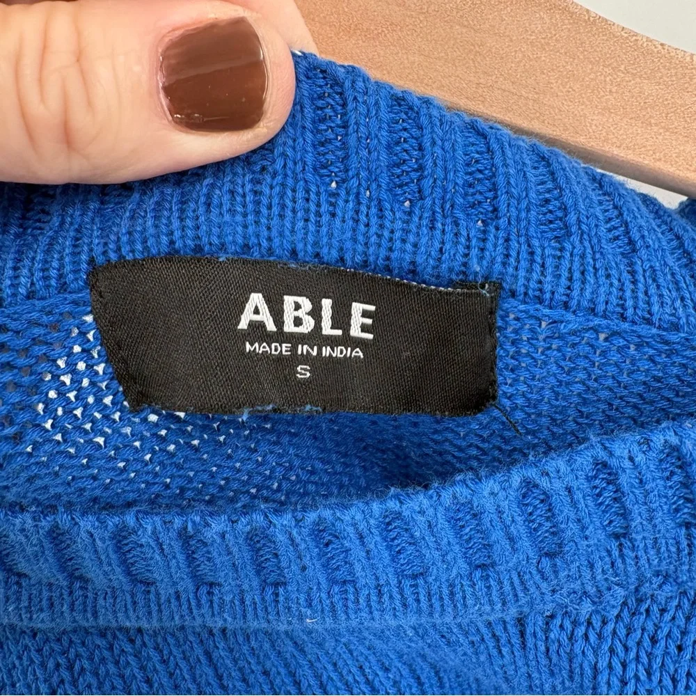 Able High Low Crew Neck‎ Pullover Royal Blue Sweater Small - Picture 5 of 5